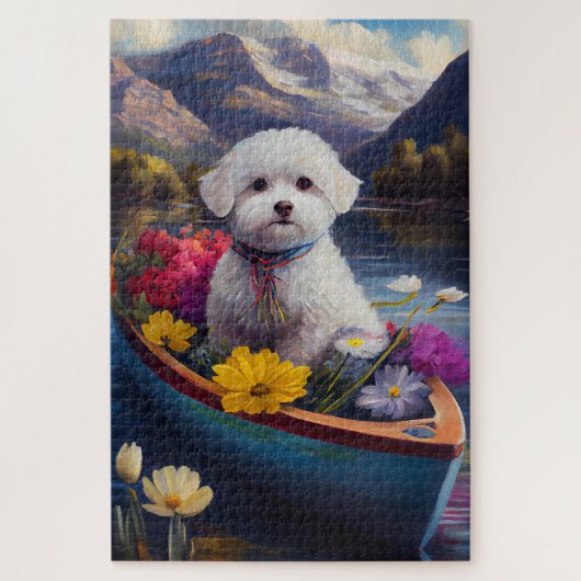 Bichon Frise op een peddel: Een Schilderachtig avo Legpuzzel (Verticaal)