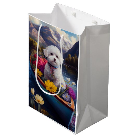 Bichon Frise op een peddel: Een Schilderachtig avo Medium Cadeauzakje (Voorkant Gekanteld)
