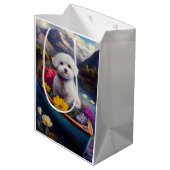 Bichon Frise op een peddel: Een Schilderachtig avo Medium Cadeauzakje (Achterkant Gekanteld)