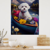 Bichon Frise op een peddel: Een Schilderachtig avo Poster (Keuken)