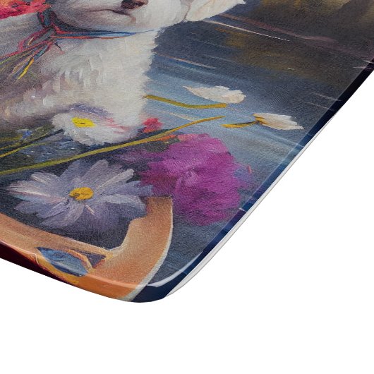 Bichon Frise op een peddel: Een Schilderachtig avo Snijplank (Hoek)