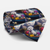 Bichon Frise op een peddel: Een Schilderachtig avo Stropdas (Opgerold)