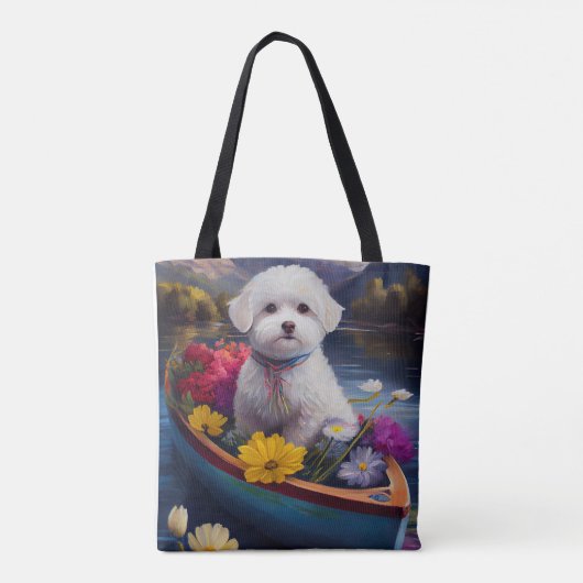 Bichon Frise op een peddel: Een Schilderachtig avo Tote Bag (Achterkant)