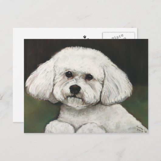Bichon Frise Original Dog Art Briefkaart (Voorkant / Achterkant)