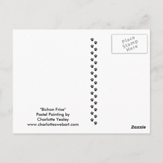 Bichon Frise Original Dog Art Briefkaart (Achterkant)