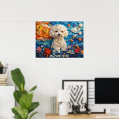 Bichon Frise Paper Quilling Art Dog Portrait Poster (Thuiskantoor)