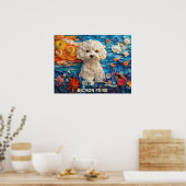 Bichon Frise Paper Quilling Art Dog Portrait Poster (Keuken)