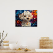 Bichon Frise Paper Quilling Art Dog Portrait Poster (Keuken)