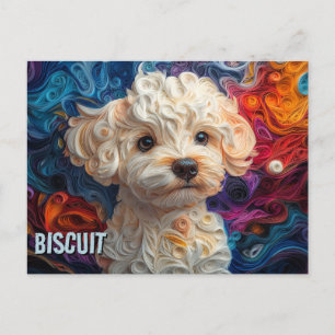 Bichon Frise Papier Quilling Kunstportret Briefkaart