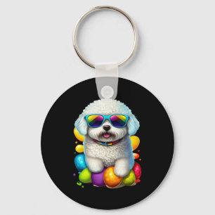 Bichon Frise Pasen Eieren Hond Pasen Sleutelhanger