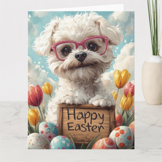 Bichon Frise Pasen Eieren Kaart (Voorkant)