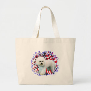 Bichon Frise Patriot Grote Tote Bag