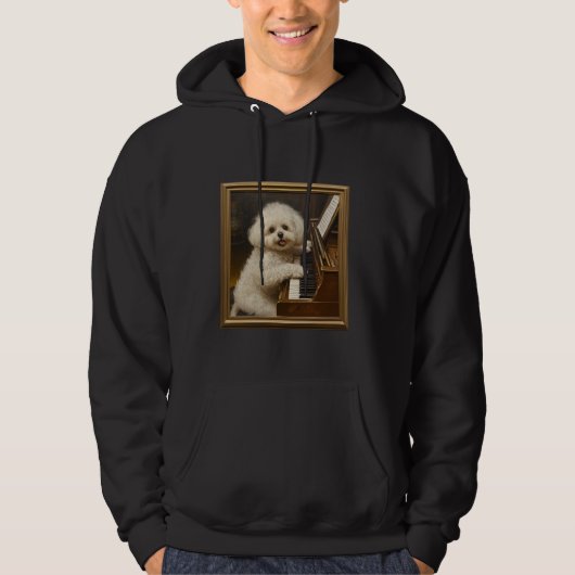 Bichon Frise Piano Dog Hoodie (Voorkant)