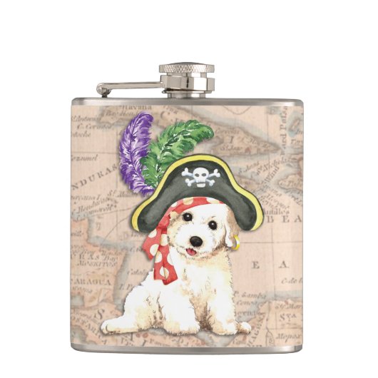 Bichon Frise Pirate Heupfles (Voorkant)