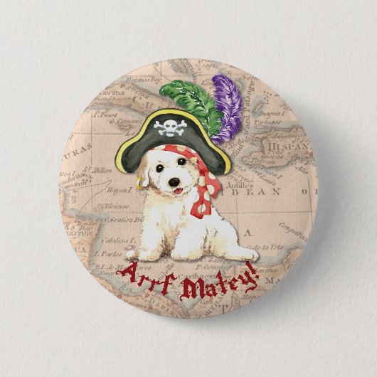 Bichon Frise Pirate Ronde Button 5,7 Cm (Voorkant)