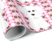 Bichon Frise Polka Dot Wrapping Paper Cadeaupapier (Rol Hoek)