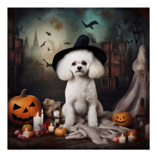 Bichon Frise Pompoenen Halloween Griezelen Perfect Poster