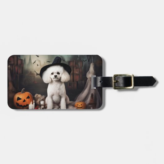 Bichon Frise pompoenen Halloween Scary Bagagelabel (Voorkant horizontaal)