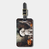 Bichon Frise pompoenen Halloween Scary Bagagelabel (Voorkant verticaal)
