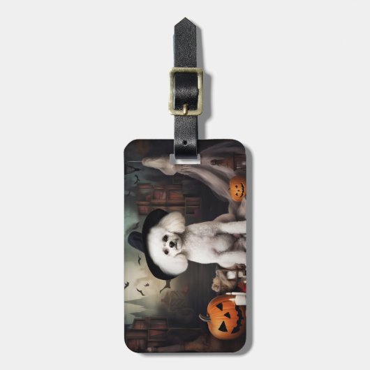 Bichon Frise pompoenen Halloween Scary Bagagelabel (Voorkant verticaal)