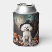 Bichon Frise pompoenen Halloween Scary Blikjeskoeler (Blikje Achterkant)