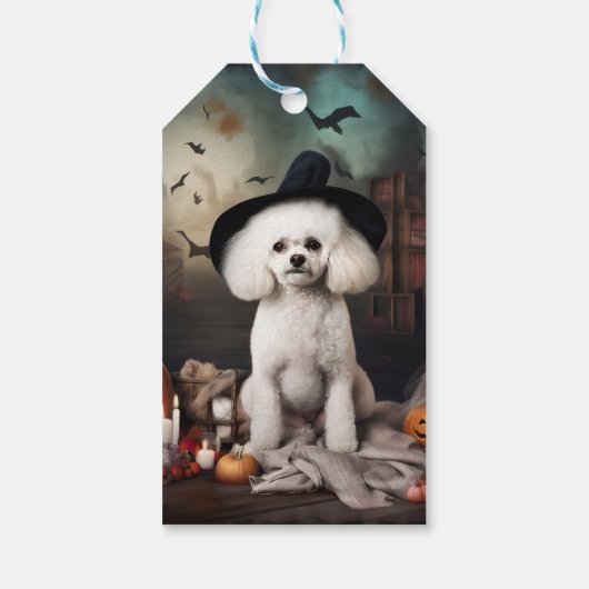 Bichon Frise pompoenen Halloween Scary Cadeaulabel (Achterkant)