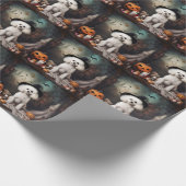 Bichon Frise pompoenen Halloween Scary Cadeaupapier (Hoek)
