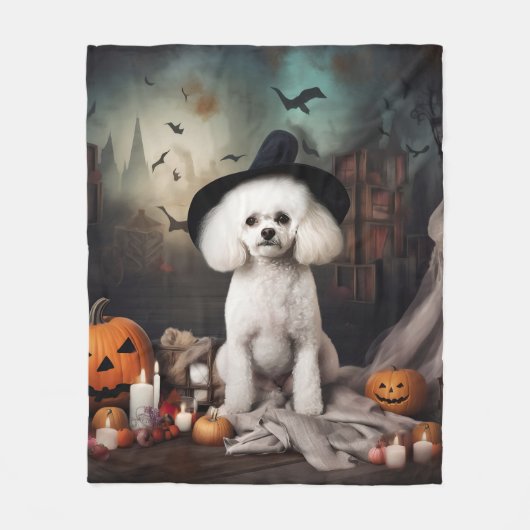 Bichon Frise pompoenen Halloween Scary Fleece Deken (Voorkant)