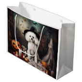 Bichon Frise pompoenen Halloween Scary Groot Cadeauzakje (Voorkant Gekanteld)