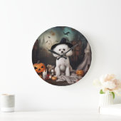 Bichon Frise pompoenen Halloween Scary Grote Klok (Huis)