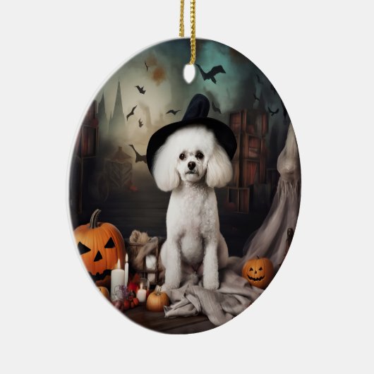 Bichon Frise pompoenen Halloween Scary Keramisch Ornament (Rechts)
