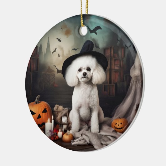 Bichon Frise pompoenen Halloween Scary Keramisch Ornament (Links)