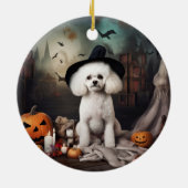 Bichon Frise pompoenen Halloween Scary Keramisch Ornament (Achterkant)