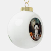 Bichon Frise pompoenen Halloween Scary Keramische Bal Ornament (Links)