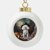 Bichon Frise pompoenen Halloween Scary Keramische Bal Ornament (Voorkant)