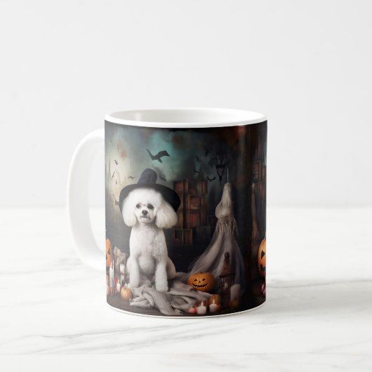 Bichon Frise pompoenen Halloween Scary Koffiemok (Voorkant links)