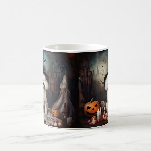 Bichon Frise pompoenen Halloween Scary Koffiemok (Center)