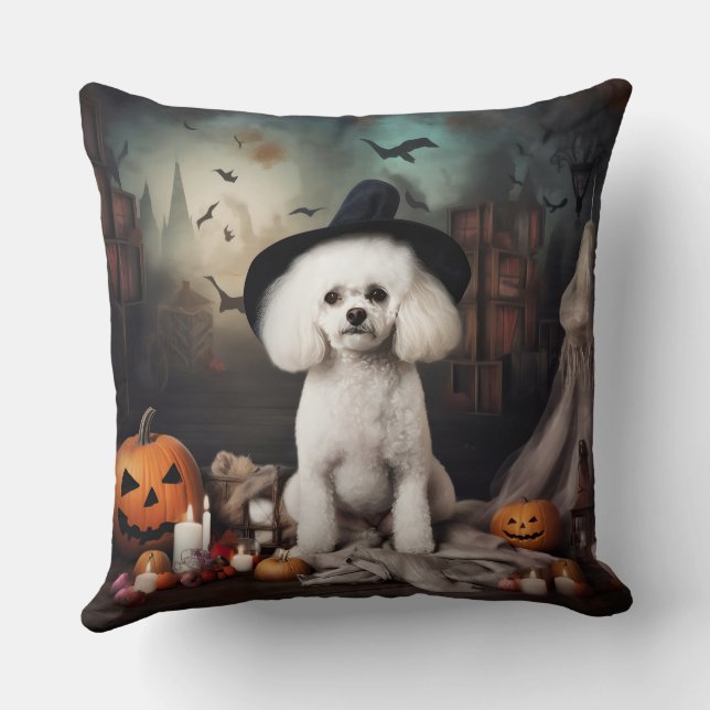 Bichon Frise pompoenen Halloween Scary Kussen (Achterkant)