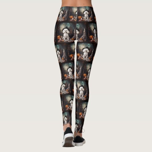 Bichon Frise pompoenen Halloween Scary Leggings (Achterkant)