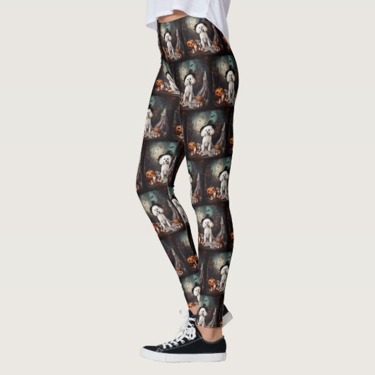 Bichon Frise pompoenen Halloween Scary Leggings (Links)