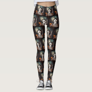Bichon Frise pompoenen Halloween Scary Leggings