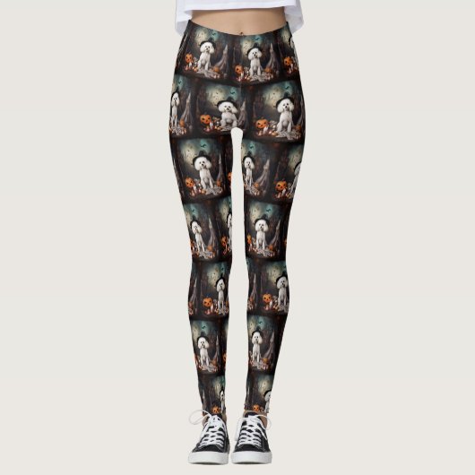 Bichon Frise pompoenen Halloween Scary Leggings (Voorkant)