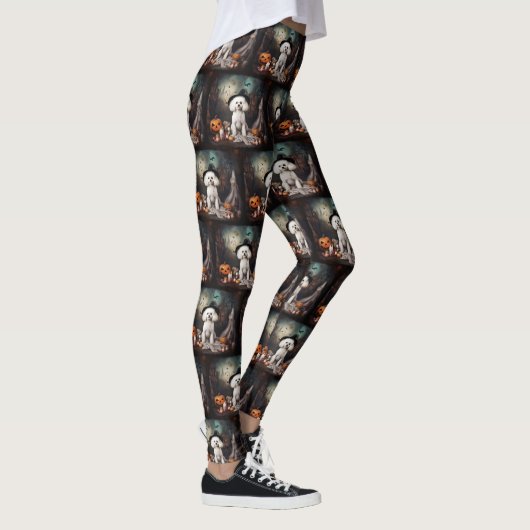 Bichon Frise pompoenen Halloween Scary Leggings (Rechts)