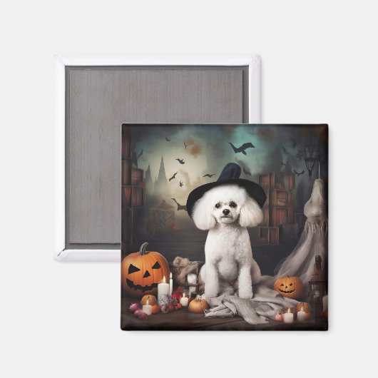 Bichon Frise pompoenen Halloween Scary Magneet (Voorkant / Achterkant)