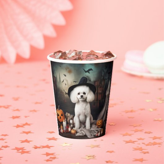 Bichon Frise pompoenen Halloween Scary Papieren Bekers (Insitu)