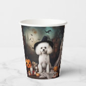 Bichon Frise pompoenen Halloween Scary Papieren Bekers (Achterkant)