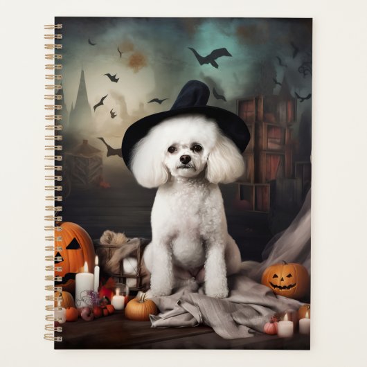 Bichon Frise pompoenen Halloween Scary Planner (Voorkant)