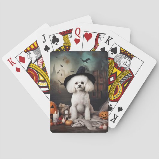 Bichon Frise pompoenen Halloween Scary Pokerkaarten (Achterkant)