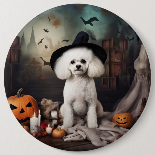 Bichon Frise pompoenen Halloween Scary Ronde Button 6,0 Cm (Voorkant)