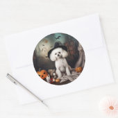 Bichon Frise pompoenen Halloween Scary Ronde Sticker (Envelop)